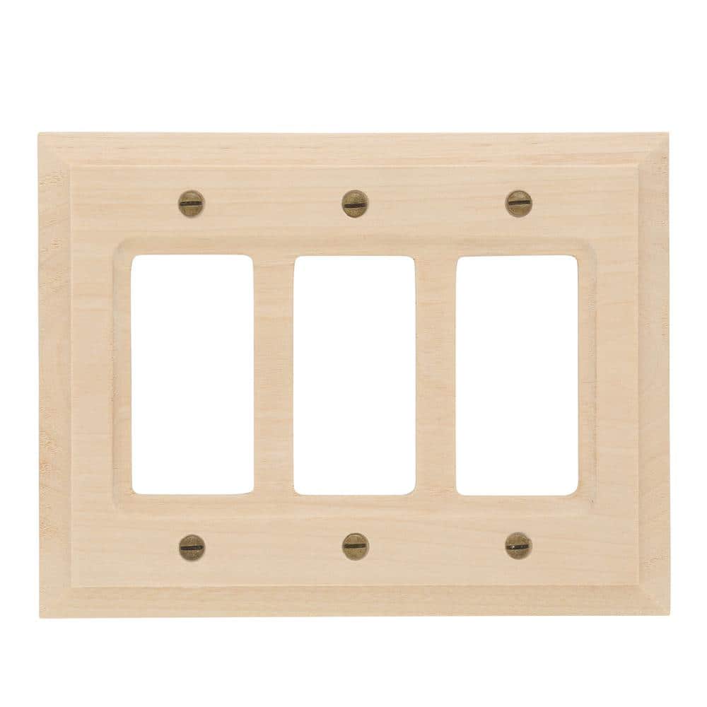 Unfinished Wood Triple Rocker Wall Plate