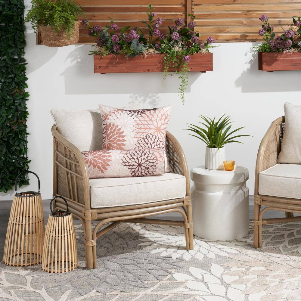 Sunny Aloha 20" Square Natural Polyester Outdoor Throw Pillow
