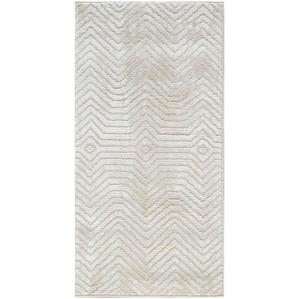 Dekor Ivory Beige 2 ft. x 4 ft. Abstract Contemporary Area Rug