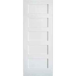28 in. x 96 in. Shaker 5-Panel Primed Solid Hybrid Core MDF Interior Door Slab