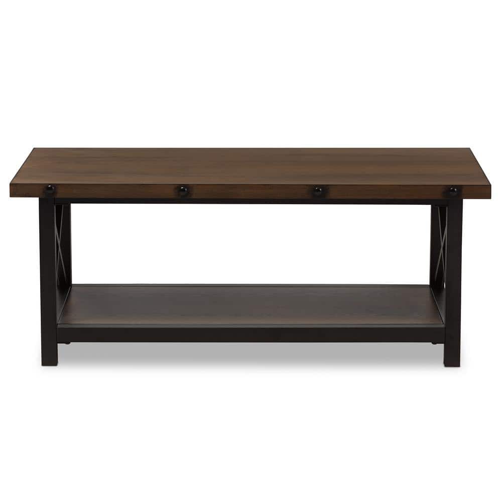 baxton studio herzen rustic industrial coffee table