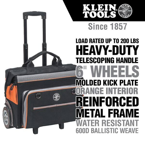 Klein Tools Tool Bag, Tradesman Pro Rolling Tool Bag, 24 Pockets 