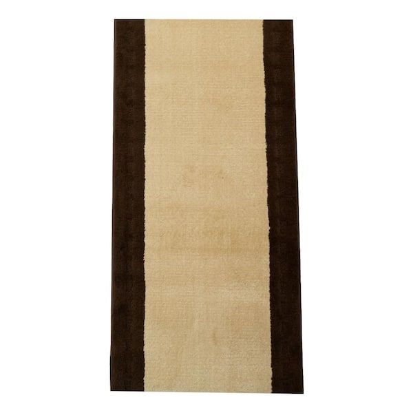 Runner Rug 2 ft. x 8 ft. Solid Brown-Beige Plush-Washable Area Rug