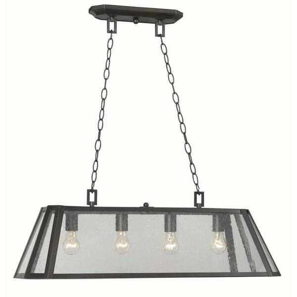 World Imports Bedford 4-Light Oiled Rubbed Bronze Glass Island Pendant