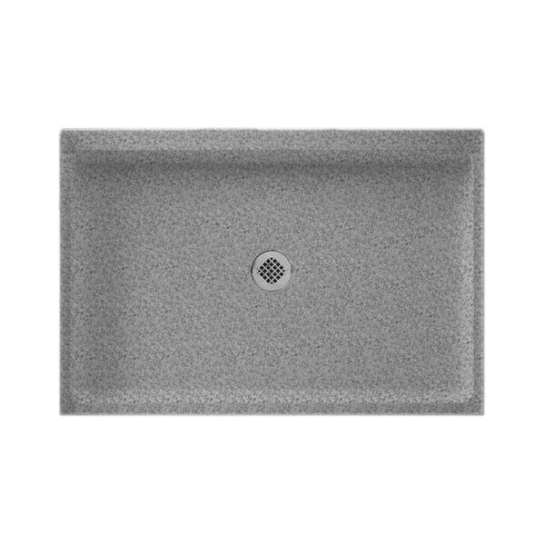 Swan 48 in. L x 32 in. W Alcove Shower Pan Base with Center Drain in Gray Granite
