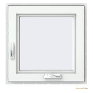 24 in. x 24 in. V-4500 Series Black FiniShield Vinyl Left-Handed Casement Window with Fiberglass Mesh Screen