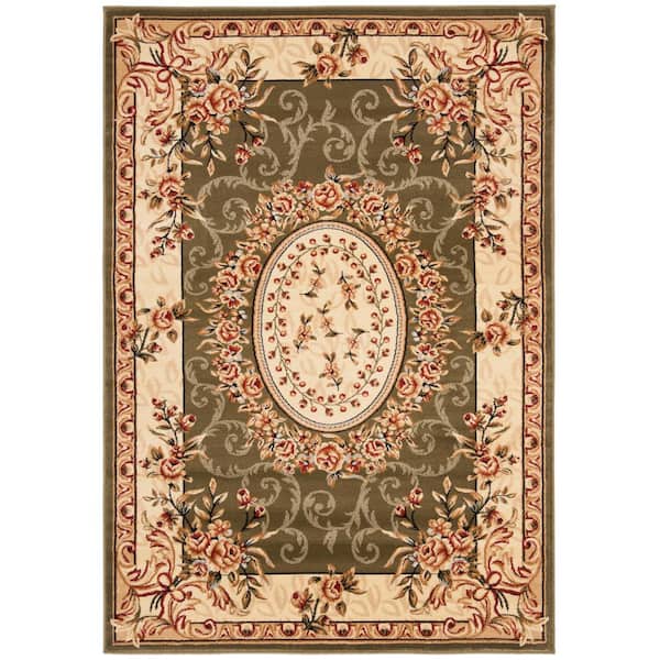 SAFAVIEH Lyndhurst Sage/Ivory 6 ft. x 9 ft. Floral Medallion Border Area Rug