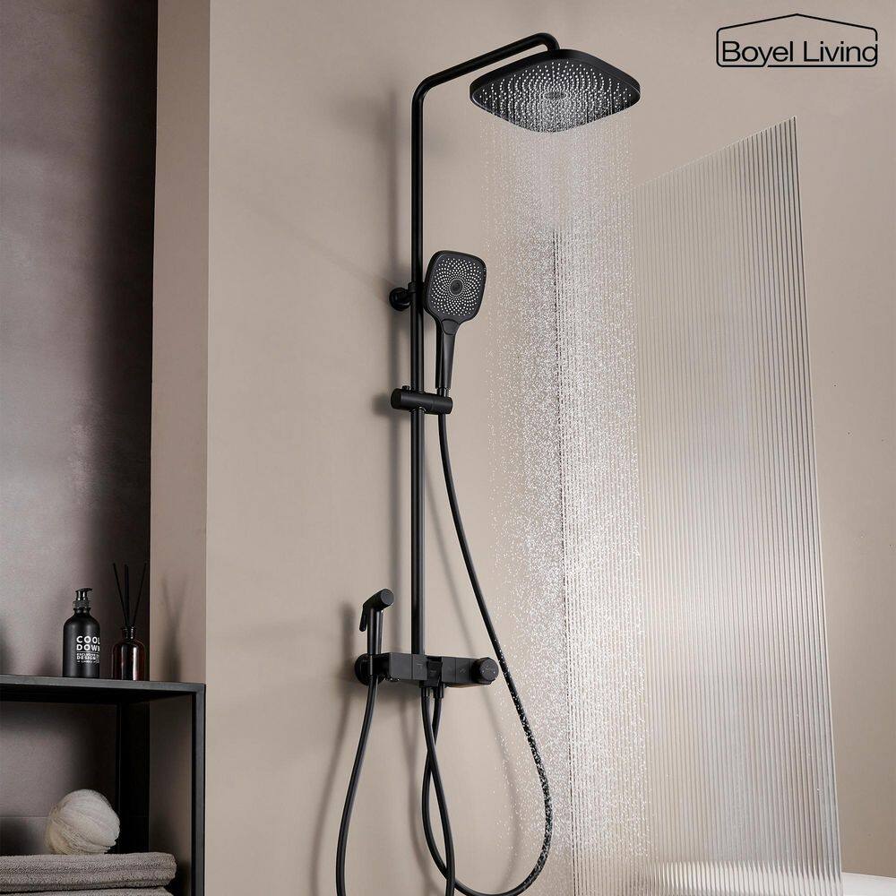 Matte Black Dual Shower Head with Handheld and Tub Spout