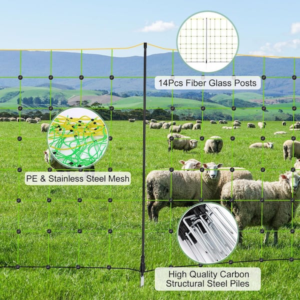 40 Inch Electric Fence Posts, 25 Pack Step In Fence Post, Green Temporary Plastic Fence Posts For Farm Protection Sturdy Fencing Post For Garden Yard