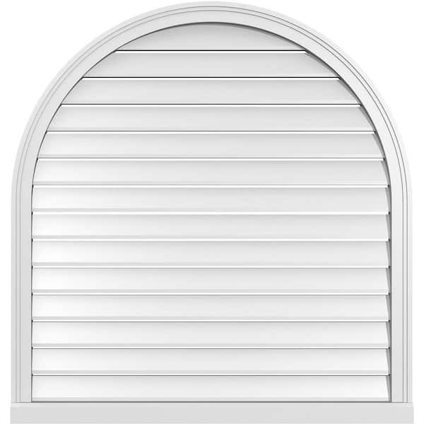 Ekena Millwork 40 in. x 42 in. Round Top White PVC Paintable Gable Louver Vent Functional