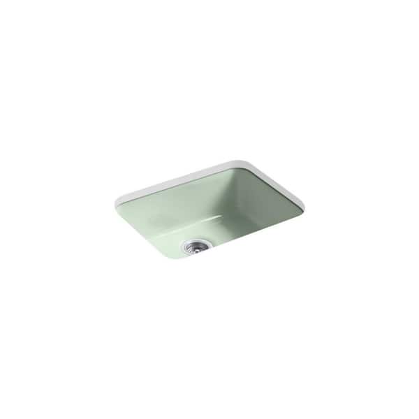 Iron/Tones Cast Iron 24.25 in. Drop-In/Topmount Bar Sink in Aspen Green