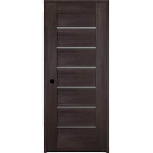 Vona 36 in. x 84 in. Left-Hand 7 Lite Frosted Glass Solid Composite Core Veralinga Oak Wood Single Prehung Interior Door