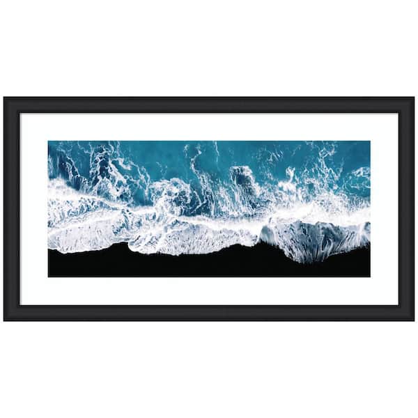 Oliver "Ocean Waves on the Black Beach in Iceland" by Michael Schauer Beach Framed Art Print 24 in. x 43 in.