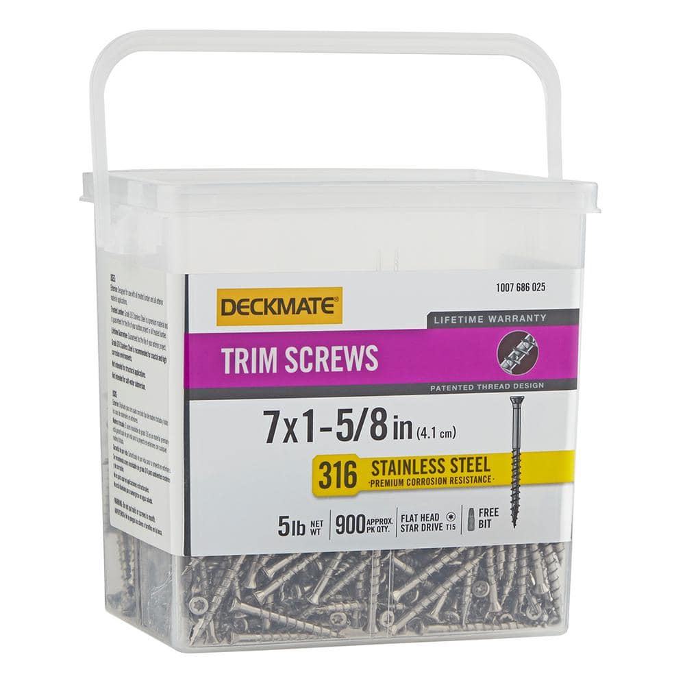 Marine Grade Stainless Steel #7 X 1-5/8 in. Wood Trim Screw 5lb (Approximately 900 Pieces) price history on PriceWatchPro