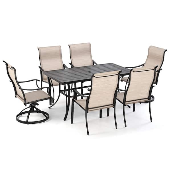 EGEIROSLIFE Brown 7-Piece Metal Patio Outdoor Dining Set
