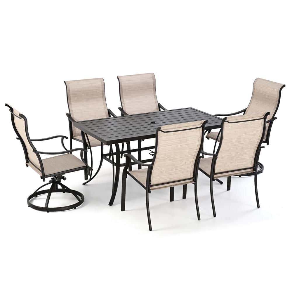 HAPPATIO Brown 7Piece Metal Patio Outdoor Dining Set HPOCZ7ZZWH4