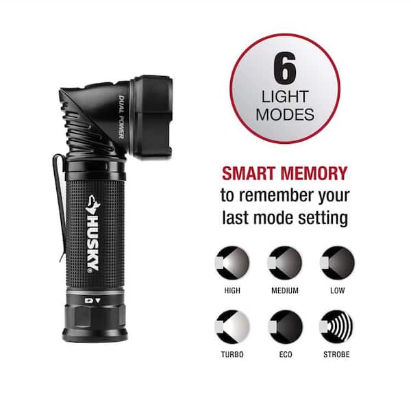 Husky 1000-Lumens Dual Power LED Swivel-Head Rechargeable Tactical