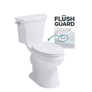 Deven Flush Guard 12 in. 2-Piece 1.28 GPF Single Flush Elongated Toilet in White with Overflow Protection, Seat Included