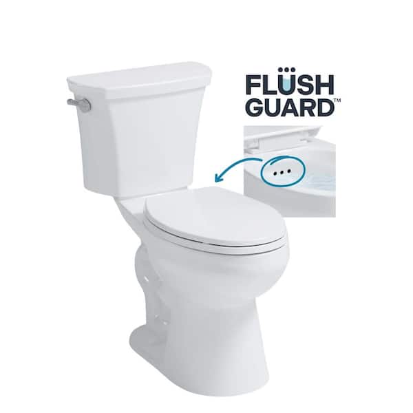 CRAFT + MAIN Deven Flush Guard 12 in. 2-Piece 1.28 GPF Single Flush Elongated Toilet in White with Overflow Protection, Seat Included