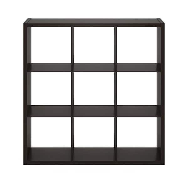 Furinno Cubicle 43.7 in. Tall Dark Oak Wood 9 Shelf Open Back