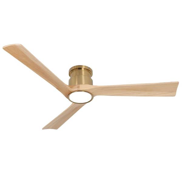 Raccroc 52 in. Dimmable LED Indoor/Outdoor Gold and Wood Smart Ceiling Fan with Light and Remote
