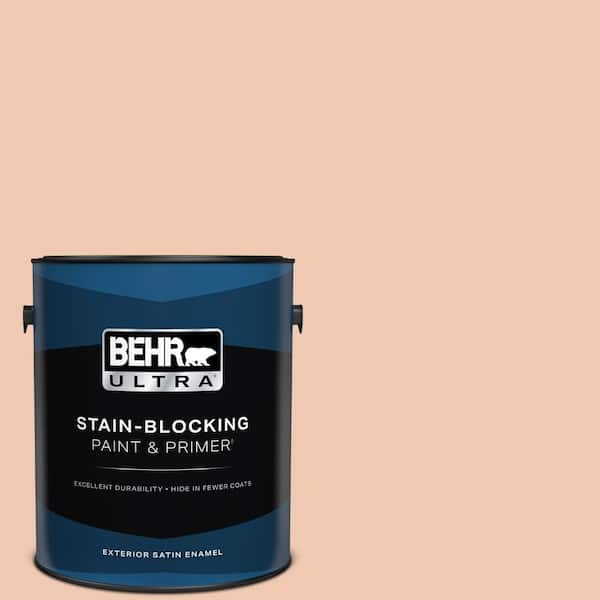 BEHR ULTRA 1 gal. #240E-2 Peach Bud Satin Enamel Exterior Paint & Primer