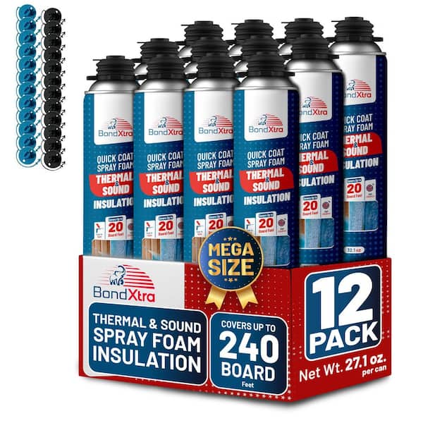 BondXtra BX930 Insulation Spray Foam Sealant 32.8 oz. Self-Expanding Foam for Thermal and Sound Insulation (12 Pack)