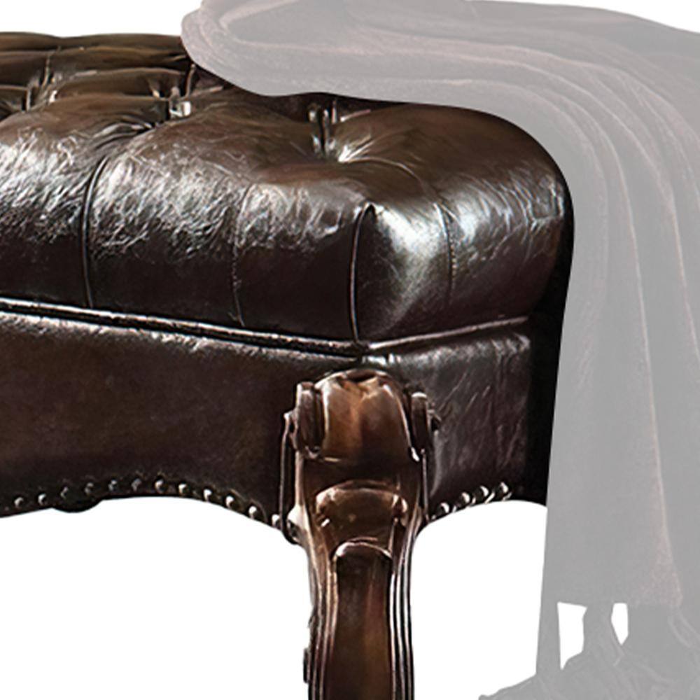 Versailles 37" Dark Brown and Cherry Oak Tufted Ottoman