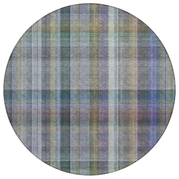 Chantille ACN534 Green 8 ft. x 8 ft. Round Machine Washable Indoor/Outdoor Geometric Area Rug