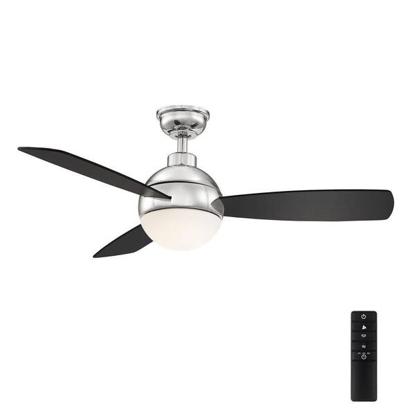 Home Decorators Collection Alisio 44in LED White Ceiling Fan with Light+Remote 