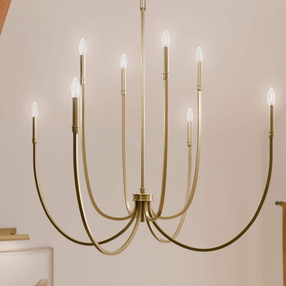 Champagne Bronze 8-Light Candle Style Chandelier