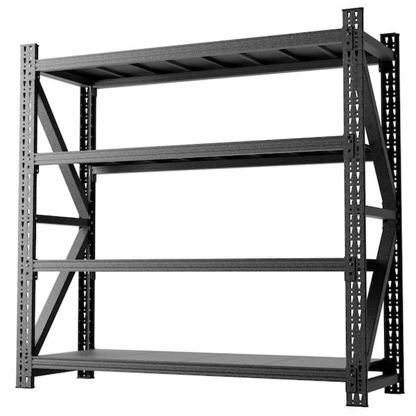 4 Tier Heavy Duty Metal Adjustable Garage Shelves in Black,5000 LBS. Industrial Shelving Units,Steel Storage Rack 71*24