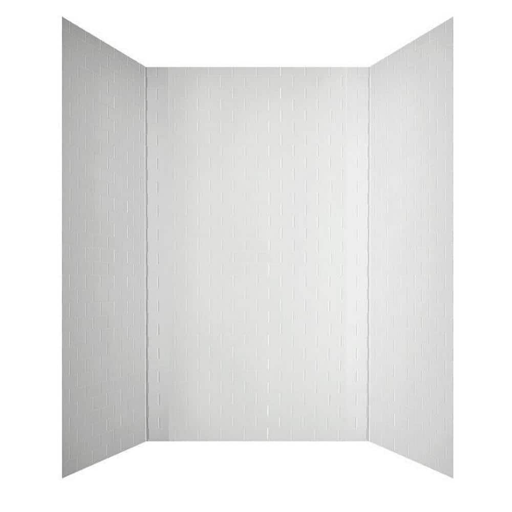 Gloss White PVC Subway Tile Tub and Shower Wall Panels