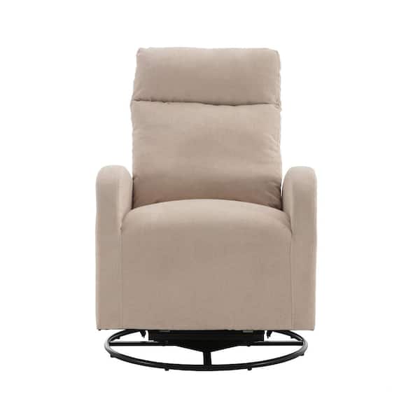 Unbranded Modern Beige Polyester Fleece Fabric Recliner and Swivel Barrel Chair, Living Room Chair (Set for 1)