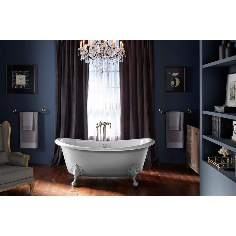 White Cast Iron Clawfoot Freestanding Bathtub
