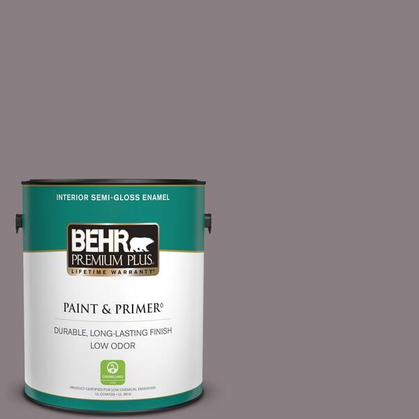 BEHR PREMIUM PLUS 1 gal. #N570-4 Classy Plum Semi-Gloss Enamel Low Odor Interior Paint & Primer