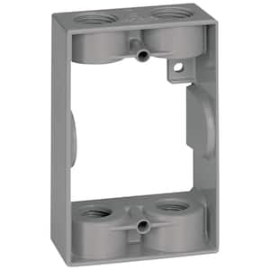 1-Gang Metal Weatherproof Electrical Outlet Box Extension Ring with (4) 1/2 inch Holes, Gray