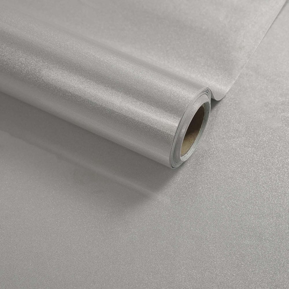 Twinkle Glossy Light Gray Vinyl Peel and Stick Wallpaper Roll Self Adhesive Silver Contact Paper (Covers 30.78 sq. ft. ) price history on PriceWatchPro