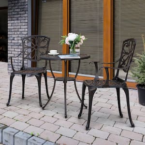 Antique Bronze 3-Pieces Cast Aluminum Patio Outdoor Bistro Set Rust-Proof Furniture Set