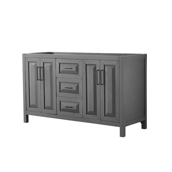 Wyndham Collection Daria 59 in. W x 21.5 in. D x 35 in. H Double Bath Vanity Cabinet without Top in Dark Gray