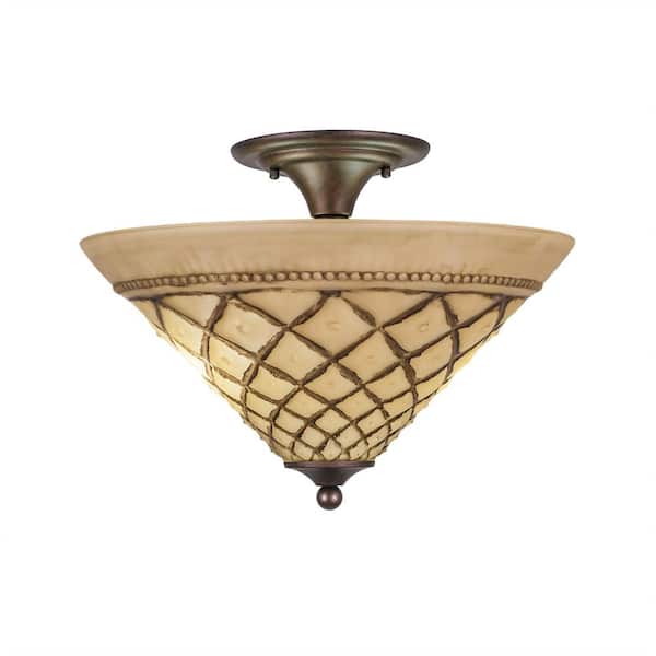 Bristol 12.75 in. 2Light Bronze SemiFlush with 16" Chocolate Icing