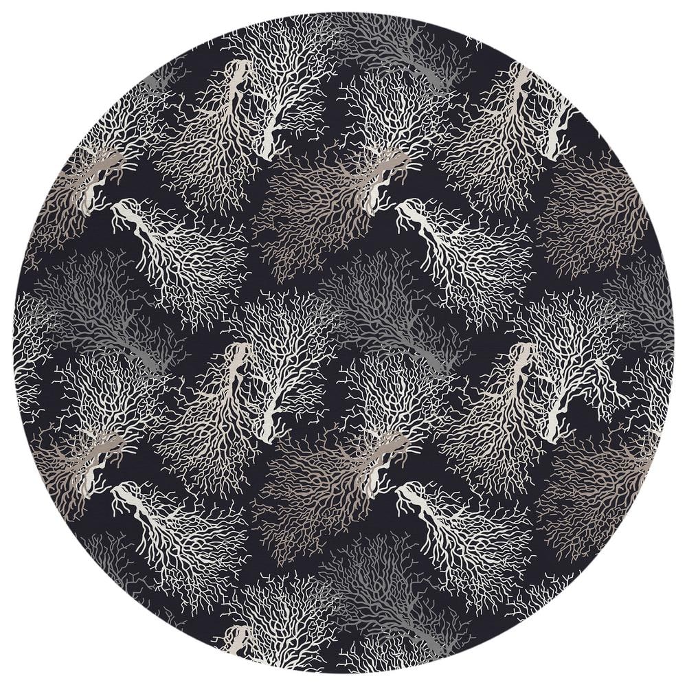 Surfside Black 8 ft. x 8 ft. Geometric Indoor/Outdoor Area Rug