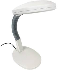 22 in. Natural Sunlight Gooseneck Desk Lamp in White
