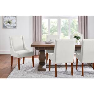 Leaham Biscuit Beige Upholstered Dining Chairs with Walnut Accents (Set of 2)