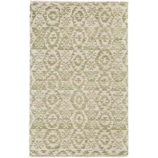 8 x 10 Green, Ivory Abstract Area Rug