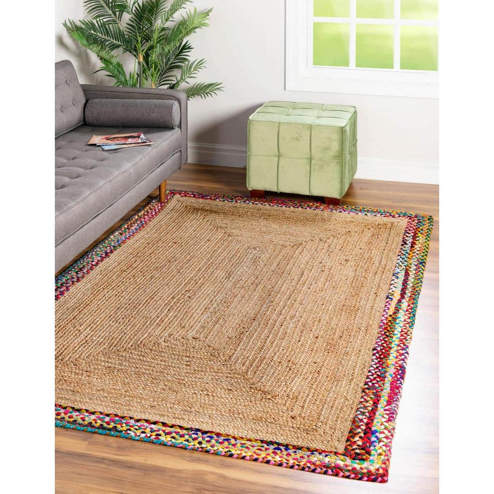 Handmade Blue and Brown Cotton Braided Reversible Rug