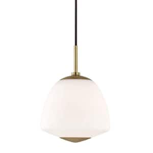 Jane 1-Light Aged Brass Finish Small Pendant Light