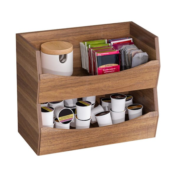 Seville Classics 2-Piece Stackable Acacia Storage Organizer Bin