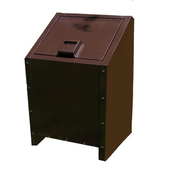 34 Gal. Metal Animal Proof Trash Can in Brown