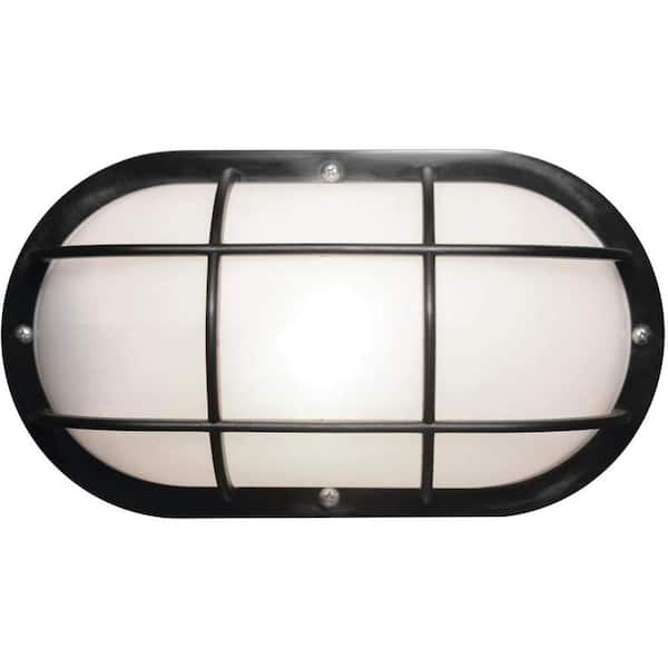 SOLUS Nautical 1-Light Black 4000K ENERGY STAR LED Outdoor Wall Mount Sconce UL Listed for Wet Areas